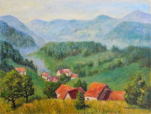 Demberg/Südschwarzwald bei Dunst, 50x70 cm, Acryl auf Leinwand