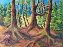 Mächtige Baumstämme, 55x70cm, Acryl auf Leinwand