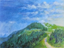 Gewitter in den Nockbergen in Kärnten, Acryl auf Leinwand 40x50 cm