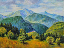 Blick von Goldegg auf die Hohen Tauern, Acryl auf Leinwand, 50x60 cm