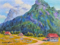 Engelberger Tal mit aufragendem Titlis, Acryl auf Leinwand, 30x40 cm