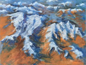 Über den Schneebergen, Acryl auf Leinwand