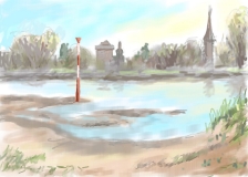 Blick auf Zons und den Rhein