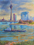 Düsseldorfer Hafen, Acryl auf Leinwand, 50x70 cm