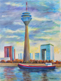 Düsseldorf Rheinturm, 50x70 cm Acryl auf Leinwand