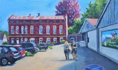 Supermarkt Vorplatz in Eitorf Acryl auf Leinwand 50x70 cm