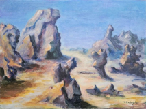Bizarre Felsen in der Wüste 50x70 Acryl auf Leinwand