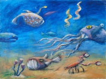 Am Meeresgrund, Acryl auf Leinwand, 51x61 cm