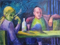 Paar am Tisch, Acryl auf Leinwand, 50x70 cm