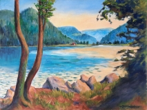 Lac de Longemer am Abend, Acryl auf Leinwand, 50x70 cm