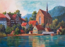 Beyenburg mit Stausee, 50x70 cm, Acryl auf Leinwand