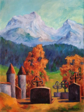 Ausblick vom Friedhof, 50x70cm, Acryl