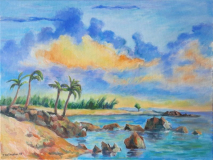 Wolkendramatik in den Tropen, 50x70 cm, Acryl auf Leinwand