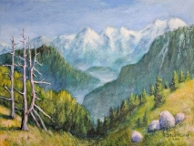 Bergkette südlich vom Weissensee, Acryl auf Leinwand, 40x60 cm