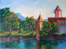 Wachttürme am Rhein, Acryl, 50x70cm