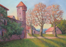 Storchenturm mit Stadtmauer in Rheinfelden, Acryl auf Leinwand 50x70cm