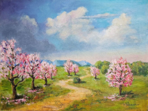 Frühling auf dem Dinkelberg am Hochrhein, Acryl auf Leinwand, 50x70 cm