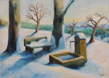 Winter auf dem Dinkelberg bei Rheinfelden Acryl und Oel auf Leinwand 50x70 cm