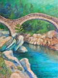 Römerbrücke im Verzascatal/Tessin, 50 x70cm, Acryl auf Leinwand