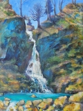 Wasserfall im Schweizer Jura, 54x74cm, Acryl auf Leinwand