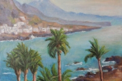 Blick über Palmen zum Teide