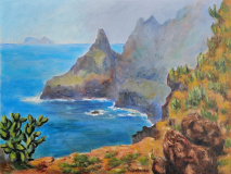 Teneriffa Nord wilde Bergküste Acryl auf Hartfaser 50x70 cm