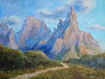 Pale di San Martino beim Rolle-Pass, 50x70 cm, Acryl auf Leinwand 