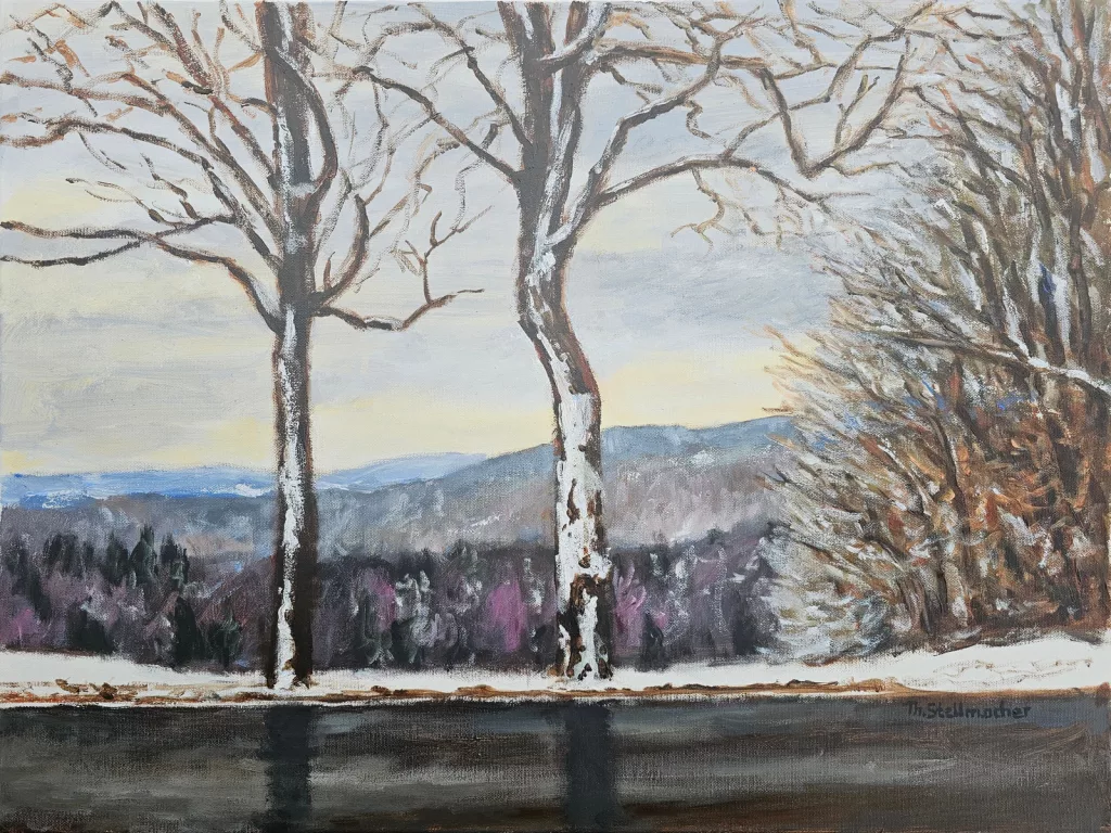 Winter in Eitorf Irlenborn, Acryl auf Leinwand 60x70 cm